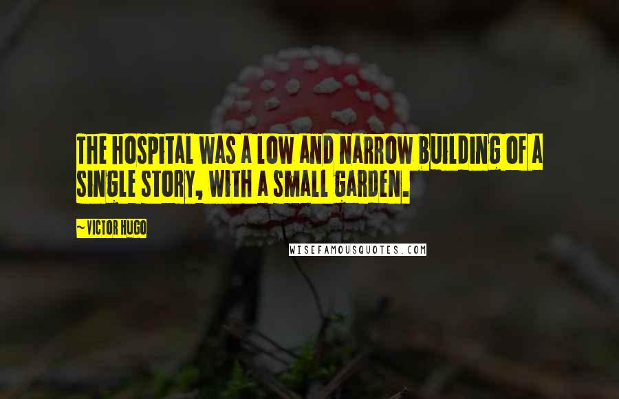 Victor Hugo Quotes: The hospital was a low and narrow building of a single story, with a small garden.