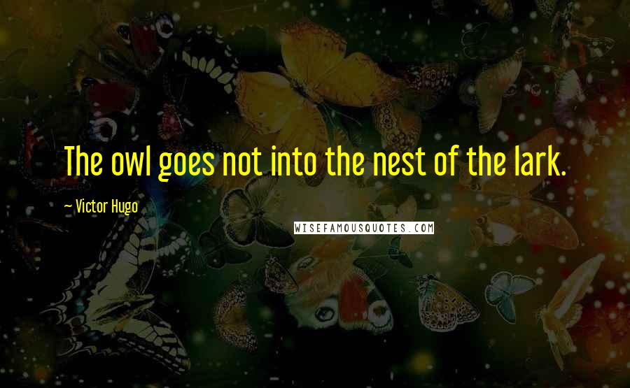 Victor Hugo Quotes: The owl goes not into the nest of the lark.
