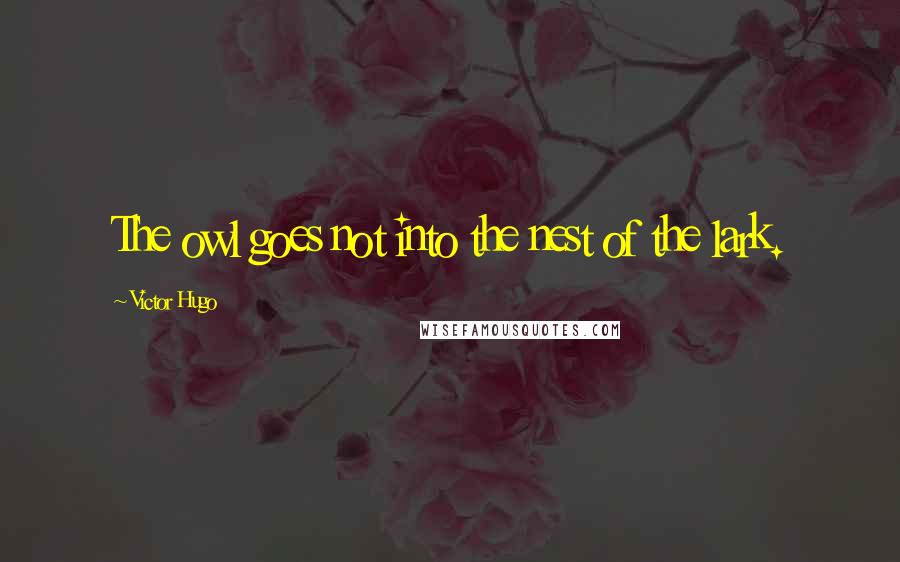 Victor Hugo Quotes: The owl goes not into the nest of the lark.
