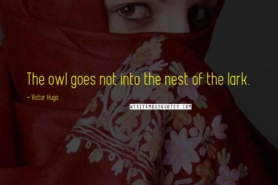 Victor Hugo Quotes: The owl goes not into the nest of the lark.