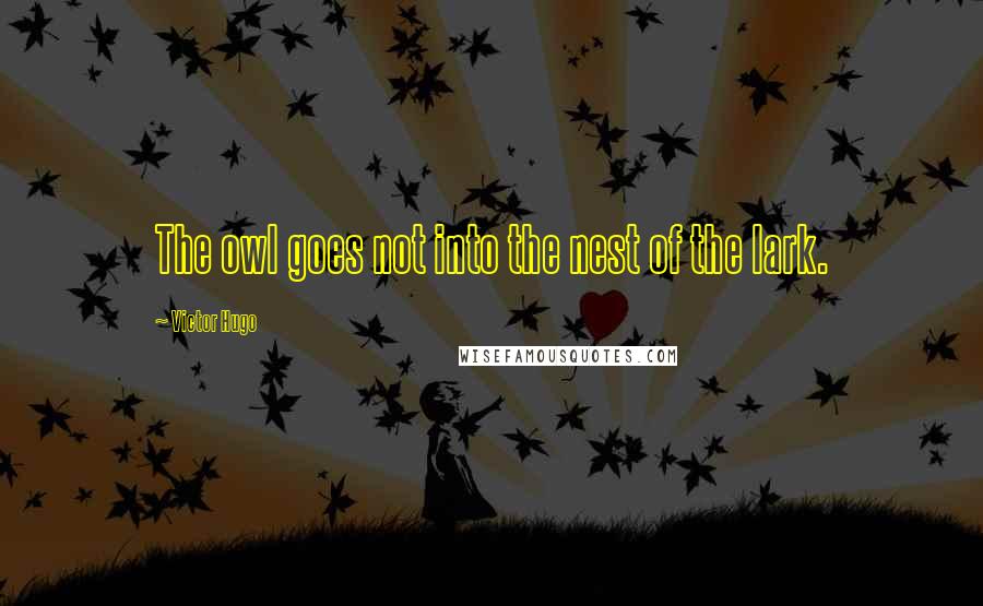 Victor Hugo Quotes: The owl goes not into the nest of the lark.