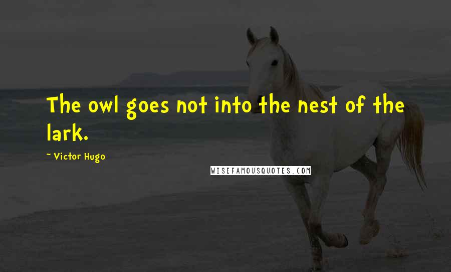 Victor Hugo Quotes: The owl goes not into the nest of the lark.