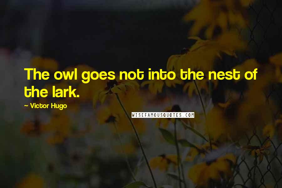 Victor Hugo Quotes: The owl goes not into the nest of the lark.
