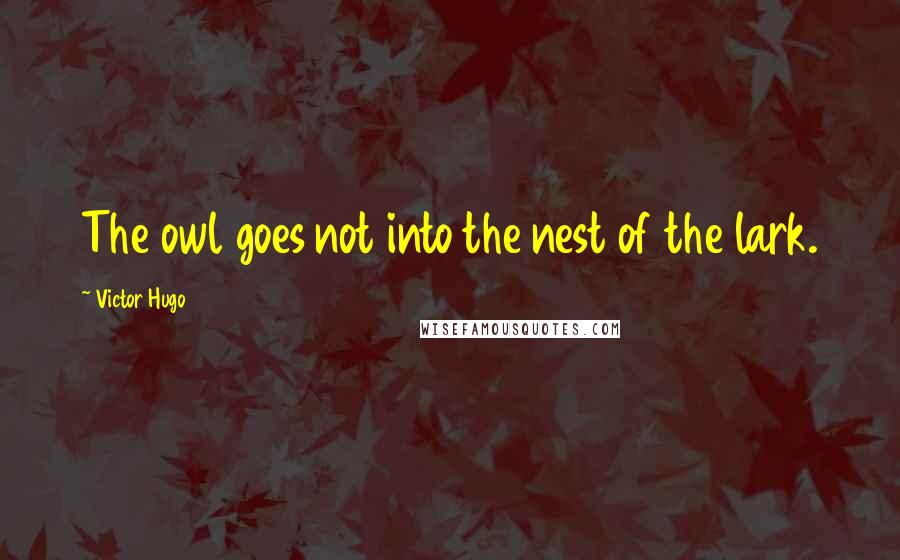 Victor Hugo Quotes: The owl goes not into the nest of the lark.