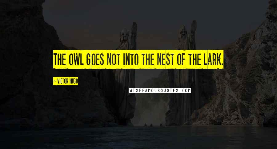 Victor Hugo Quotes: The owl goes not into the nest of the lark.