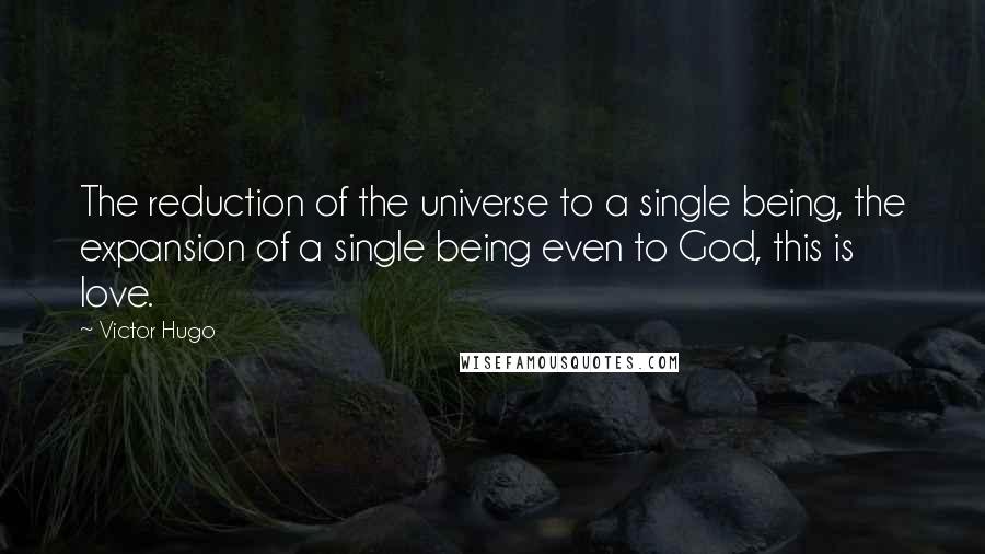 Victor Hugo Quotes: The reduction of the universe to a single being, the expansion of a single being even to God, this is love.