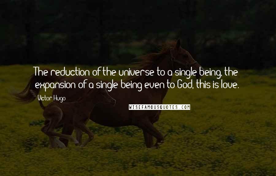 Victor Hugo Quotes: The reduction of the universe to a single being, the expansion of a single being even to God, this is love.