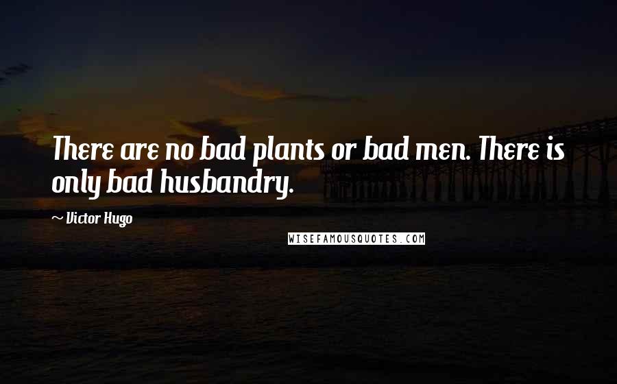 Victor Hugo Quotes: There are no bad plants or bad men. There is only bad husbandry.