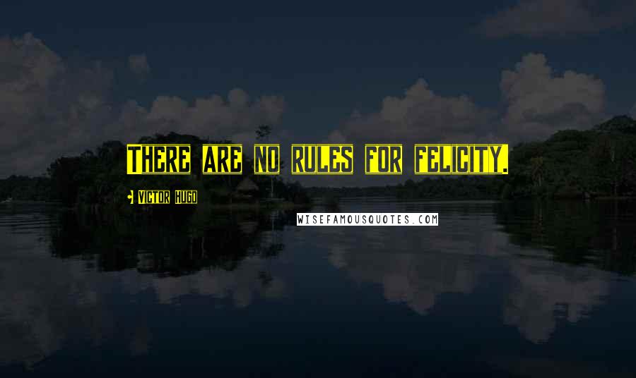 Victor Hugo Quotes: There are no rules for felicity.