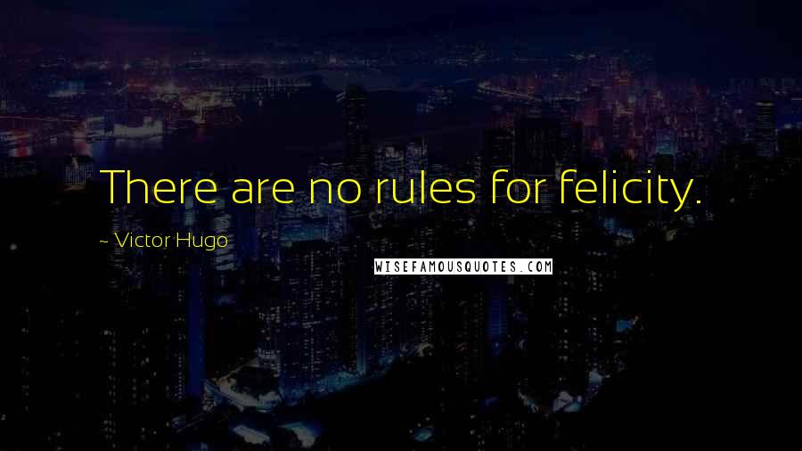 Victor Hugo Quotes: There are no rules for felicity.
