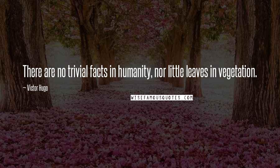 Victor Hugo Quotes: There are no trivial facts in humanity, nor little leaves in vegetation.