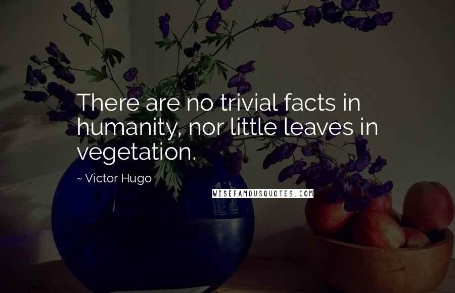 Victor Hugo Quotes: There are no trivial facts in humanity, nor little leaves in vegetation.