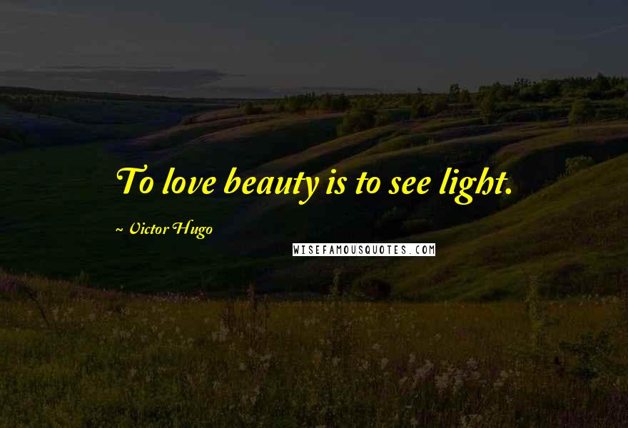 Victor Hugo Quotes: To love beauty is to see light.