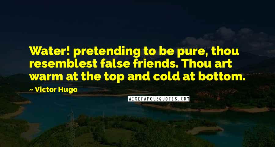Victor Hugo Quotes: Water! pretending to be pure, thou resemblest false friends. Thou art warm at the top and cold at bottom.