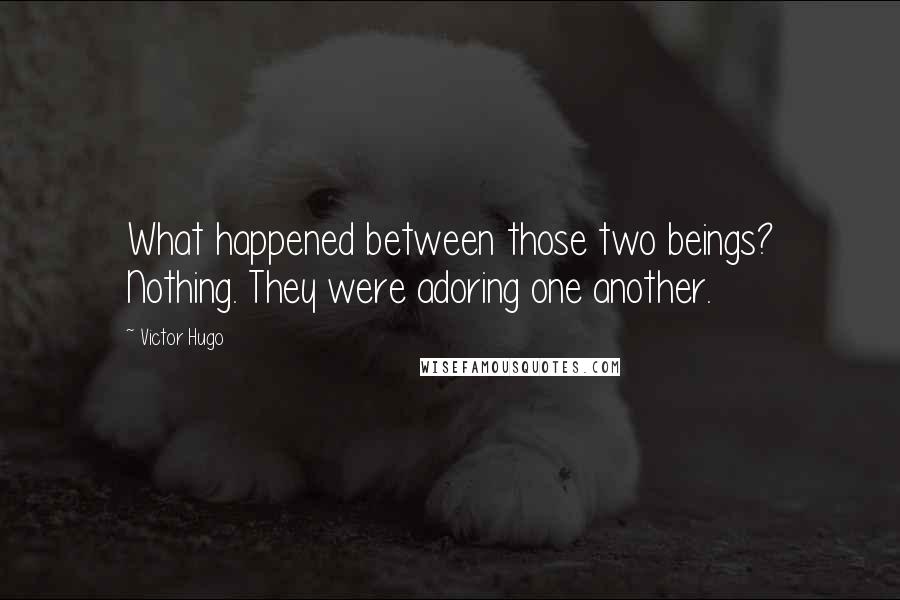 Victor Hugo Quotes: What happened between those two beings? Nothing. They were adoring one another.