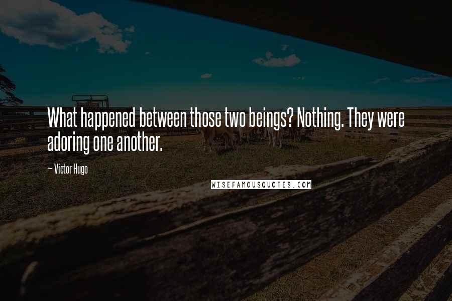 Victor Hugo Quotes: What happened between those two beings? Nothing. They were adoring one another.