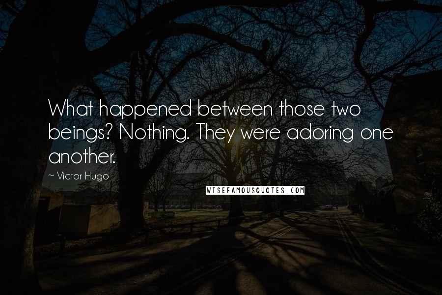 Victor Hugo Quotes: What happened between those two beings? Nothing. They were adoring one another.