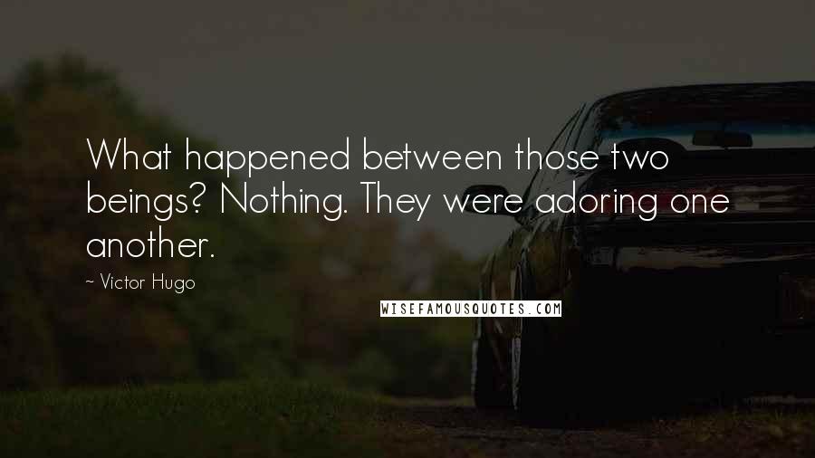 Victor Hugo Quotes: What happened between those two beings? Nothing. They were adoring one another.