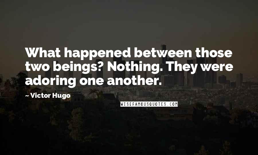 Victor Hugo Quotes: What happened between those two beings? Nothing. They were adoring one another.