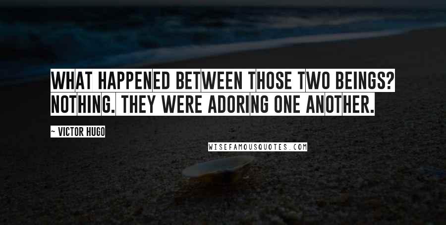 Victor Hugo Quotes: What happened between those two beings? Nothing. They were adoring one another.