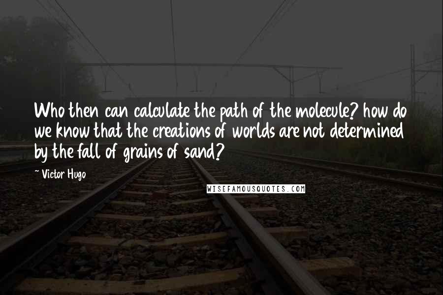 Victor Hugo Quotes: Who then can calculate the path of the molecule? how do we know that the creations of worlds are not determined by the fall of grains of sand?