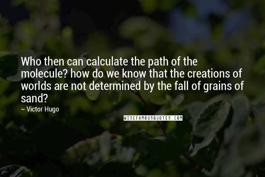 Victor Hugo Quotes: Who then can calculate the path of the molecule? how do we know that the creations of worlds are not determined by the fall of grains of sand?