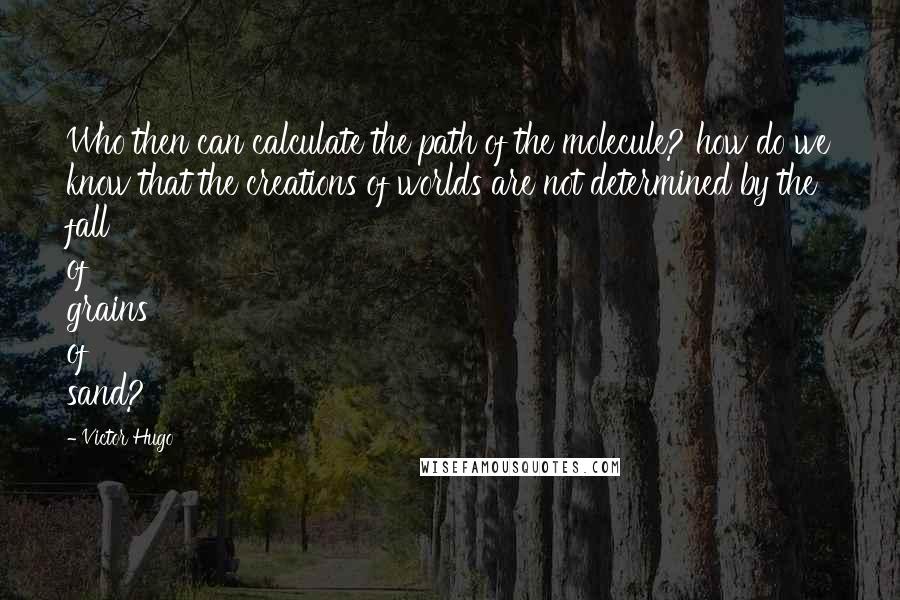 Victor Hugo Quotes: Who then can calculate the path of the molecule? how do we know that the creations of worlds are not determined by the fall of grains of sand?