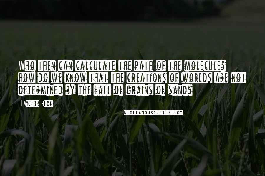 Victor Hugo Quotes: Who then can calculate the path of the molecule? how do we know that the creations of worlds are not determined by the fall of grains of sand?