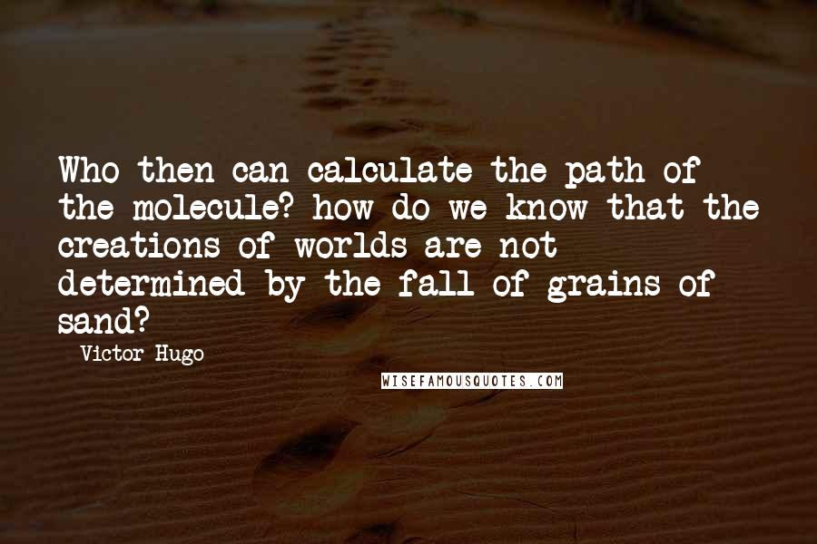 Victor Hugo Quotes: Who then can calculate the path of the molecule? how do we know that the creations of worlds are not determined by the fall of grains of sand?