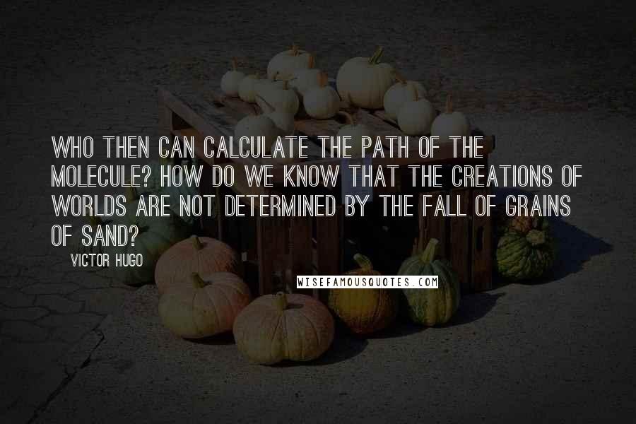 Victor Hugo Quotes: Who then can calculate the path of the molecule? how do we know that the creations of worlds are not determined by the fall of grains of sand?