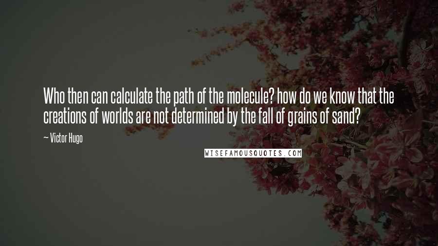 Victor Hugo Quotes: Who then can calculate the path of the molecule? how do we know that the creations of worlds are not determined by the fall of grains of sand?