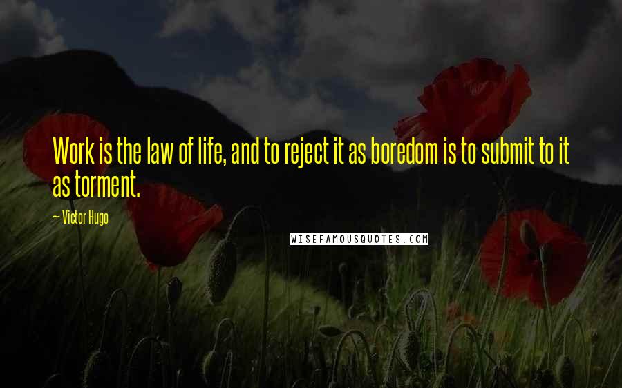 Victor Hugo Quotes: Work is the law of life, and to reject it as boredom is to submit to it as torment.