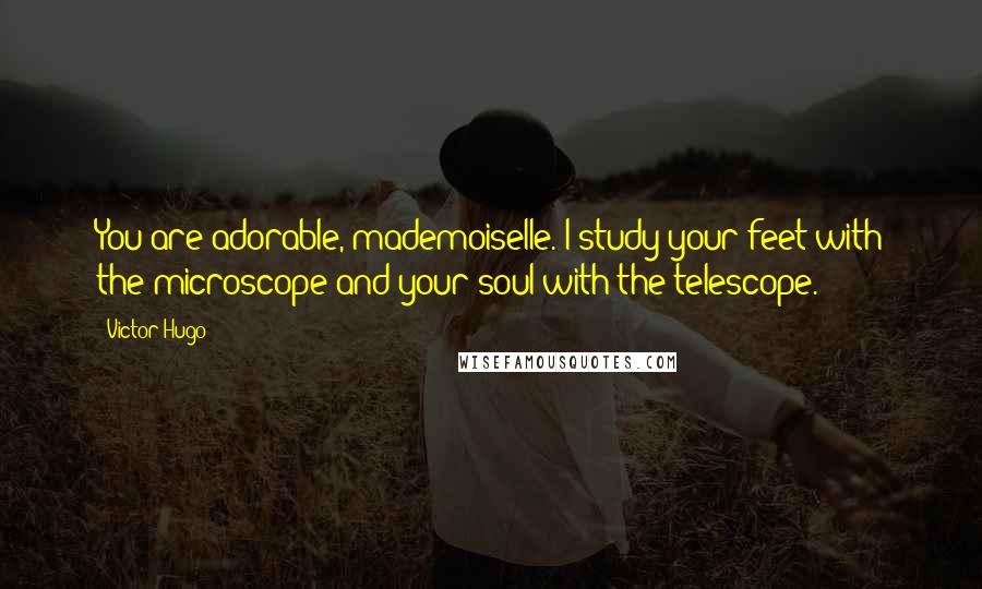 Victor Hugo Quotes: You are adorable, mademoiselle. I study your feet with the microscope and your soul with the telescope.