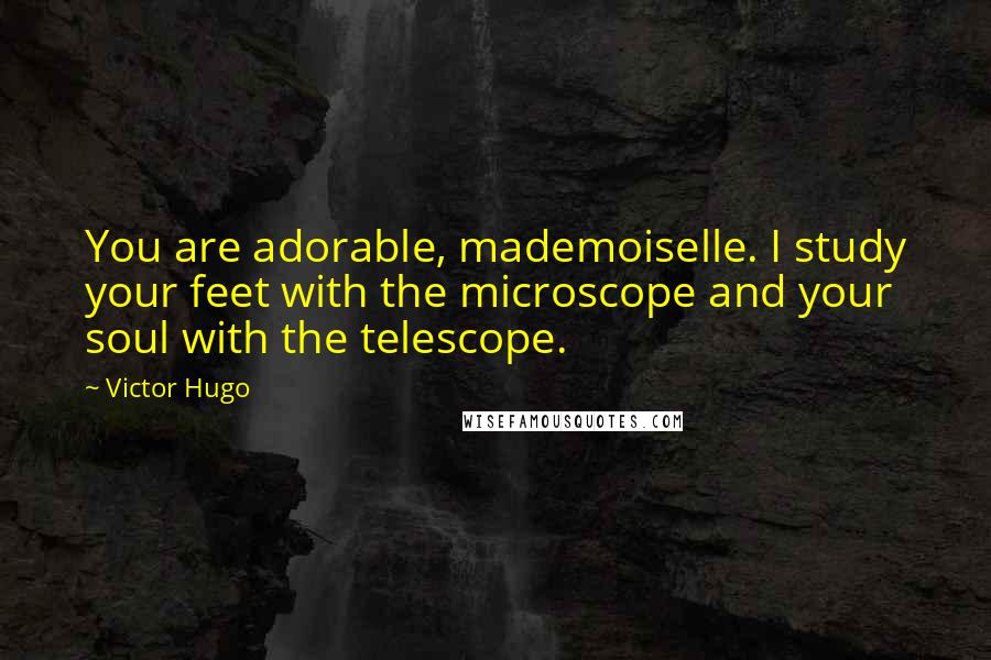 Victor Hugo Quotes: You are adorable, mademoiselle. I study your feet with the microscope and your soul with the telescope.