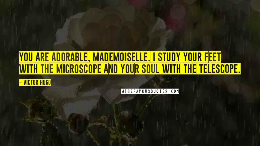 Victor Hugo Quotes: You are adorable, mademoiselle. I study your feet with the microscope and your soul with the telescope.