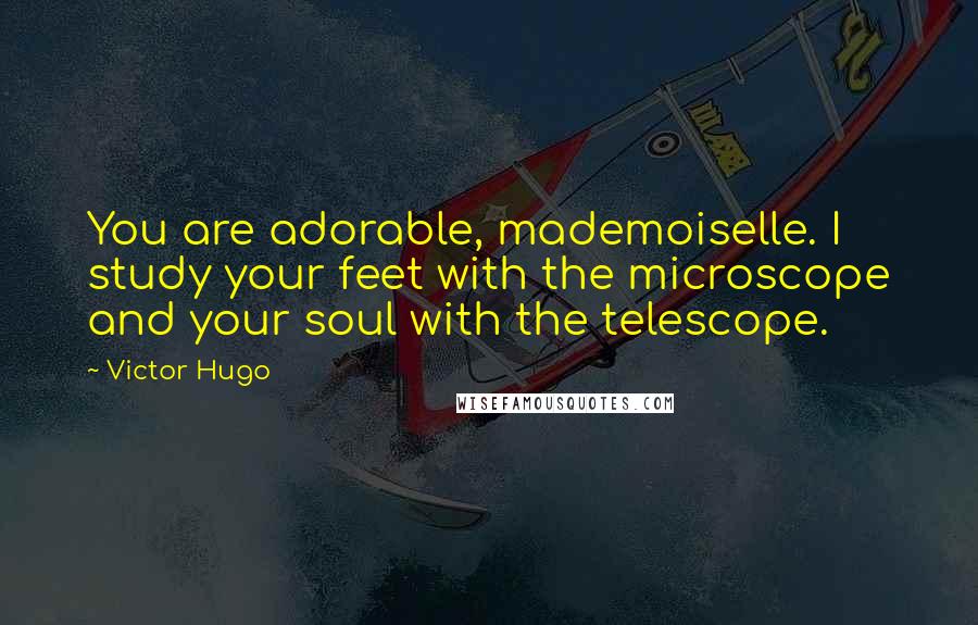Victor Hugo Quotes: You are adorable, mademoiselle. I study your feet with the microscope and your soul with the telescope.