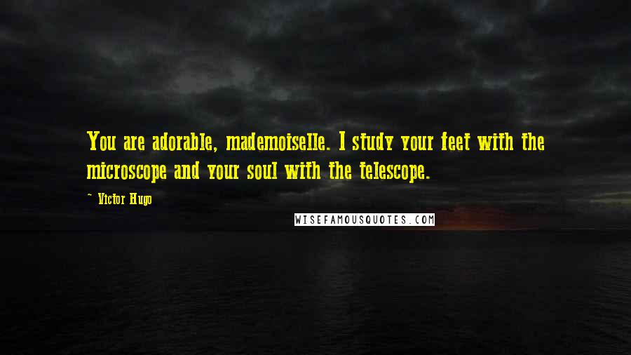 Victor Hugo Quotes: You are adorable, mademoiselle. I study your feet with the microscope and your soul with the telescope.