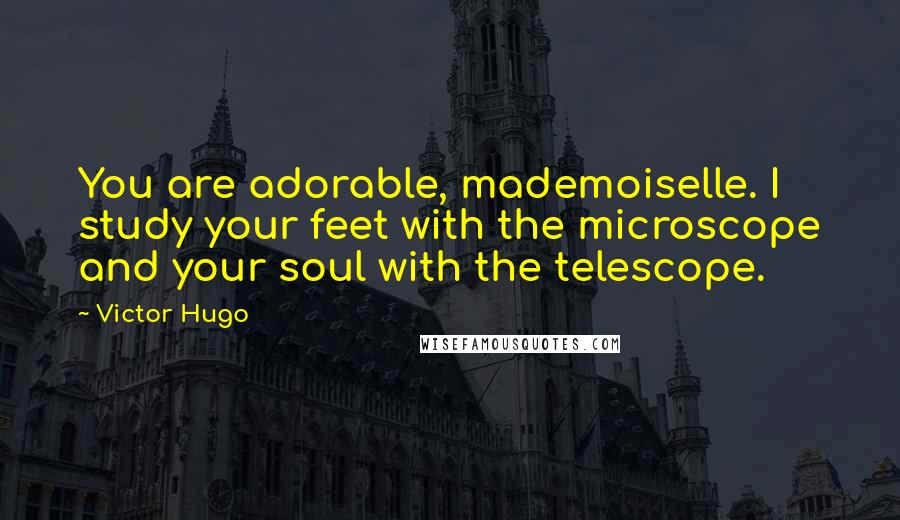 Victor Hugo Quotes: You are adorable, mademoiselle. I study your feet with the microscope and your soul with the telescope.