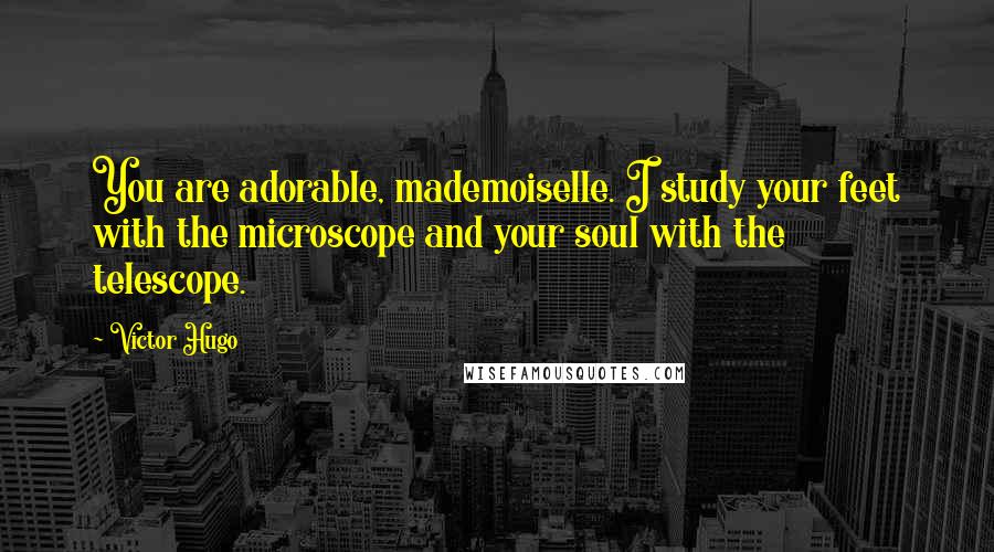 Victor Hugo Quotes: You are adorable, mademoiselle. I study your feet with the microscope and your soul with the telescope.