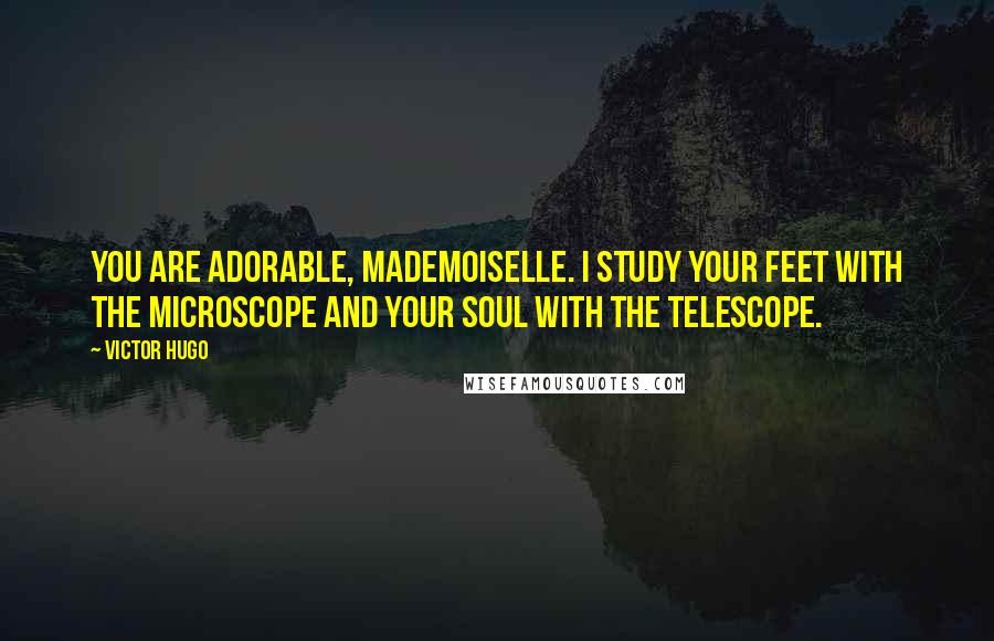 Victor Hugo Quotes: You are adorable, mademoiselle. I study your feet with the microscope and your soul with the telescope.