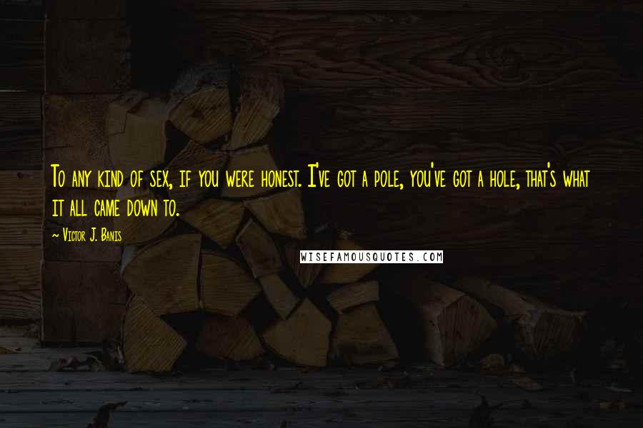 Victor J. Banis Quotes: To any kind of sex, if you were honest. I've got a pole, you've got a hole, that's what it all came down to.