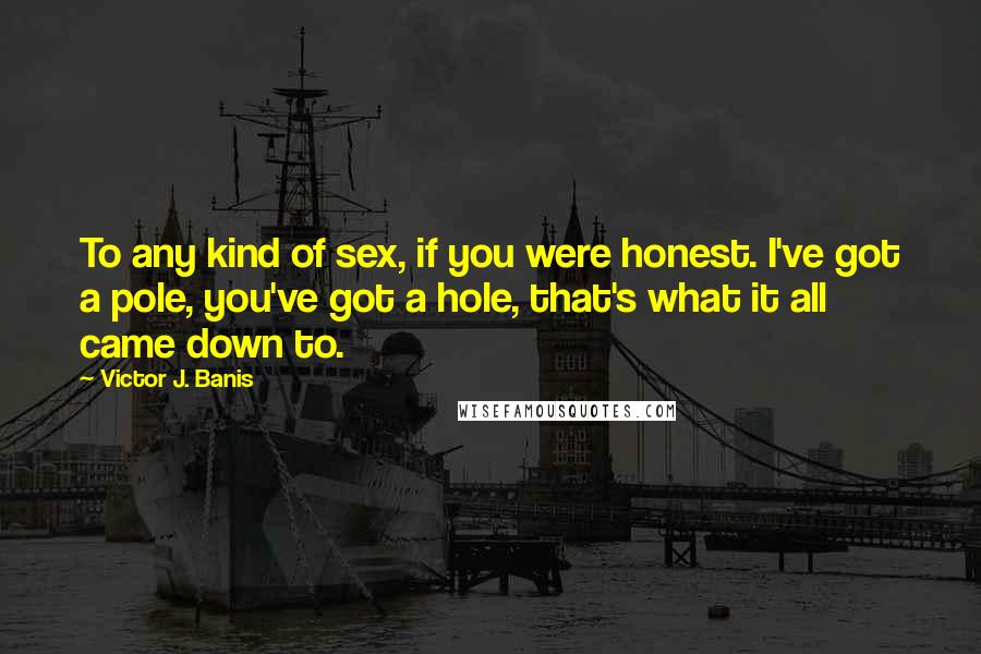 Victor J. Banis Quotes: To any kind of sex, if you were honest. I've got a pole, you've got a hole, that's what it all came down to.