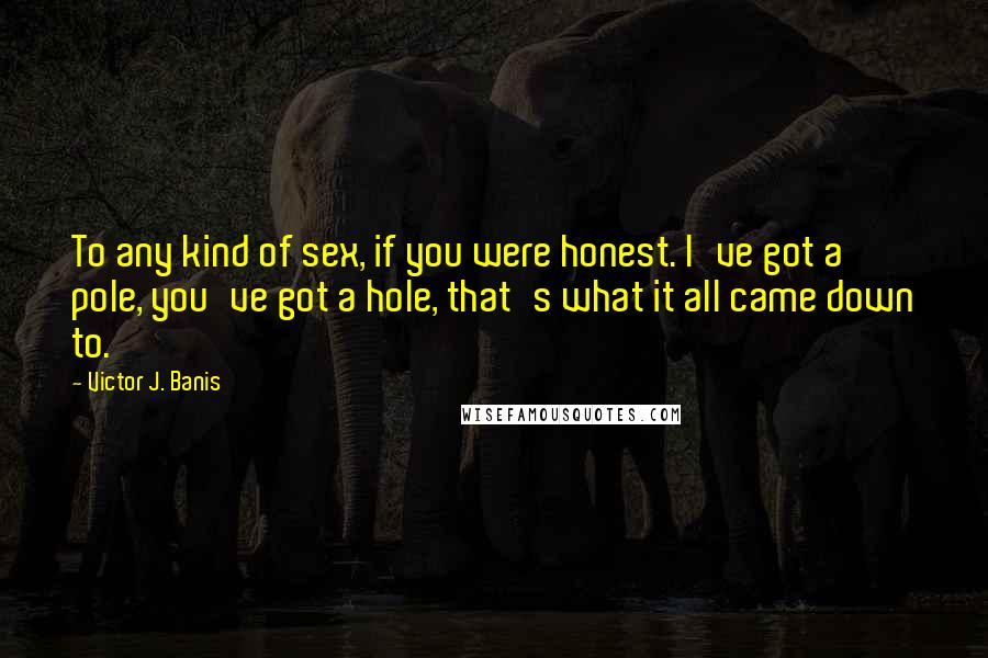Victor J. Banis Quotes: To any kind of sex, if you were honest. I've got a pole, you've got a hole, that's what it all came down to.