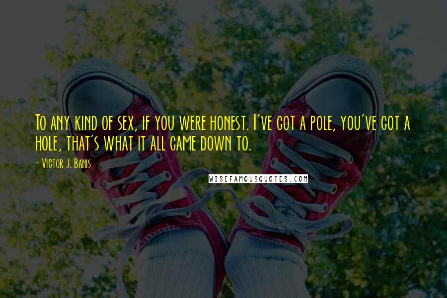 Victor J. Banis Quotes: To any kind of sex, if you were honest. I've got a pole, you've got a hole, that's what it all came down to.