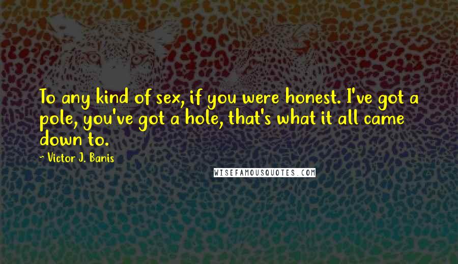 Victor J. Banis Quotes: To any kind of sex, if you were honest. I've got a pole, you've got a hole, that's what it all came down to.