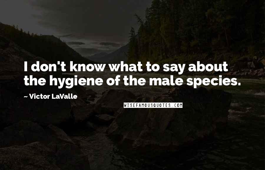 Victor LaValle Quotes: I don't know what to say about the hygiene of the male species.