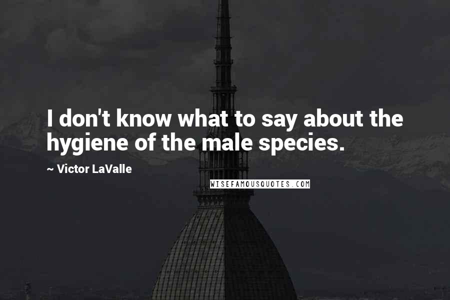 Victor LaValle Quotes: I don't know what to say about the hygiene of the male species.