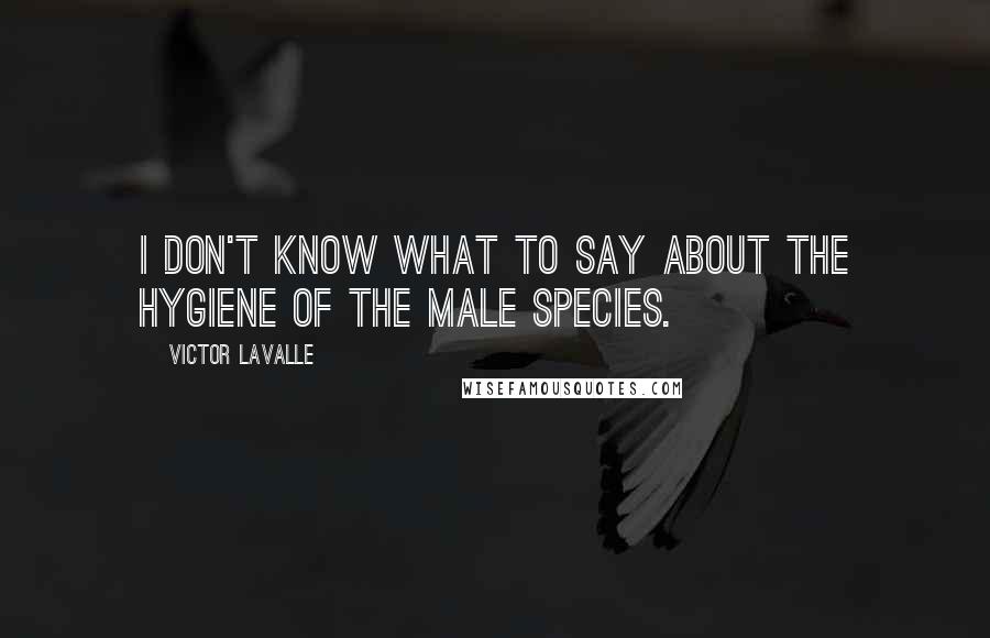 Victor LaValle Quotes: I don't know what to say about the hygiene of the male species.
