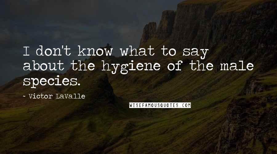 Victor LaValle Quotes: I don't know what to say about the hygiene of the male species.