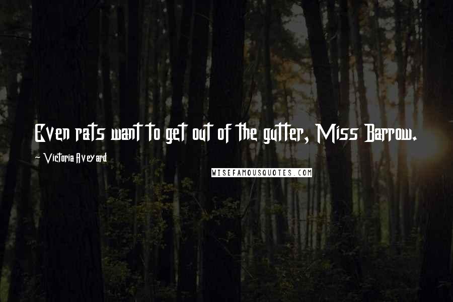 Victoria Aveyard Quotes: Even rats want to get out of the gutter, Miss Barrow.